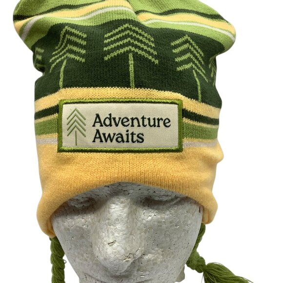 Adventure Awaits Peruvian Knit Pom Pom Winter Hat Tree Design Youth Size - Picture 2 of 5